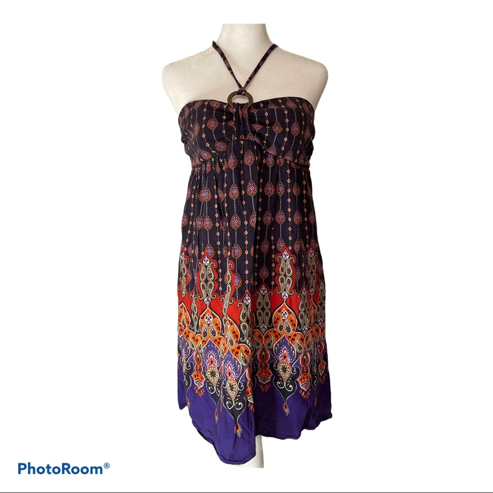 ✨HOST PICK ✨A Byer Purple Halter Tie Hippie Boho Dress Size 5